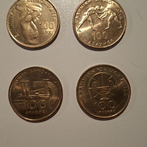 Commemorative 100 Drachma Coins set of 4 like new