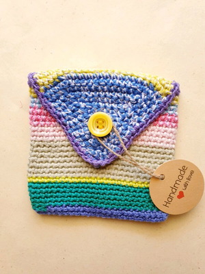 Boho colorful handmade knitted wallet new