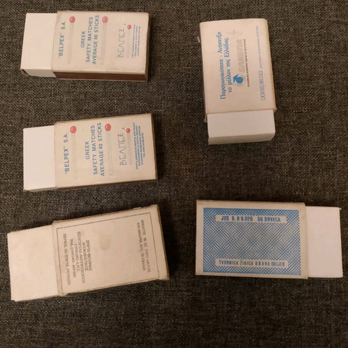Matchboxes used, pack of 10, two with matches