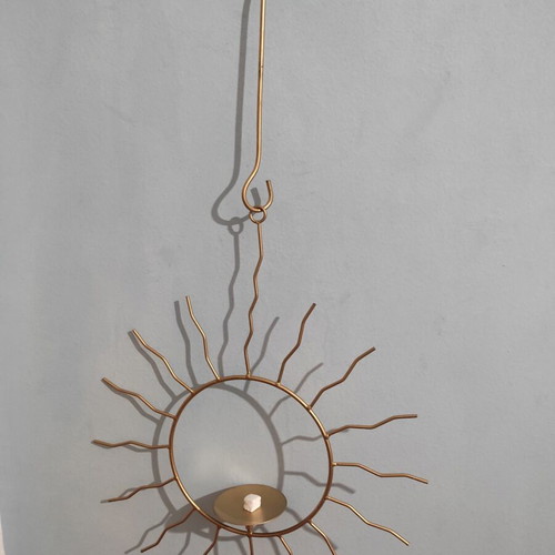 Hanging metal candlesticks like new, gold color