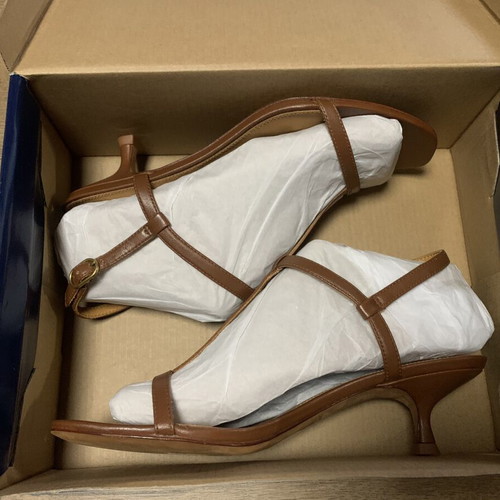 Polo Ralph Lauren Lambskin Kitten Heel Sandals Size 40 Brown New