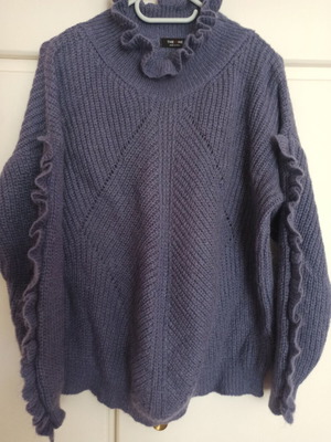 Μοβ πουλόβερ ζιβάγκο με βολάν one size σαν καινούργιο