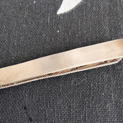 Vintage silver tie clip handmade filigree, like new
