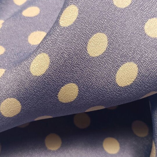 Polka dot georgette fabric like new, vintage purple-light blue with white dots