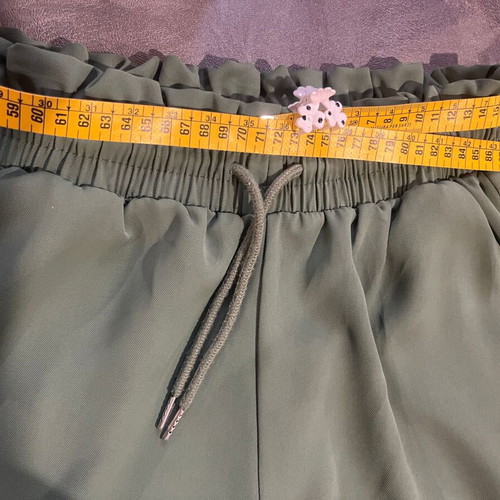 Viscose pants XL like new, dark green, high waist with elastic and drawstring