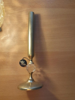 Vintage Lovjo of Sweden vase/candleholder 24K gold plated with crystal new