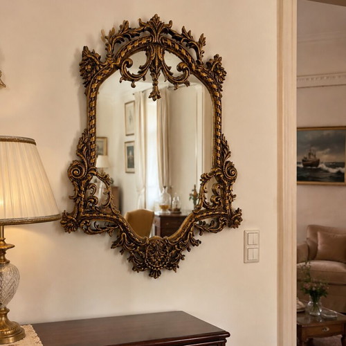 Vintage carved mirror used, 60 years old, baroque decoration