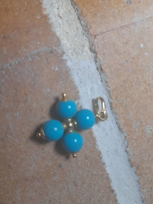 Handmade yellow gold cross pendant with turquoise 14k like new