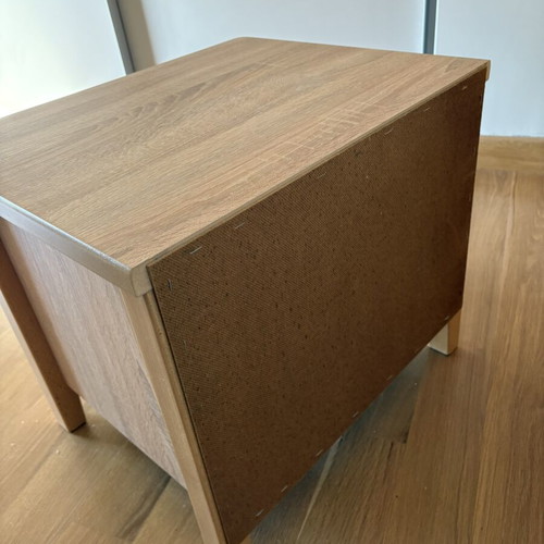 Wooden nightstands with two drawers, oak color, set of 2