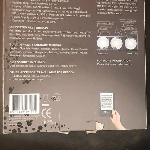 Bebook ereader electronic reader with eInk and ePaper