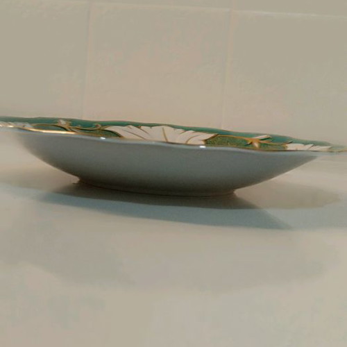 Weimar porcelain plate vintage like new, emerald green with gold