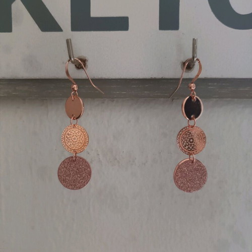 Earrings design 3 circles pink gold new