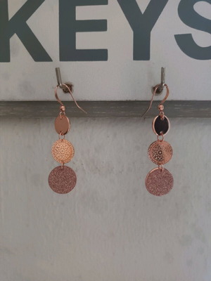 Earrings design 3 circles pink gold new
