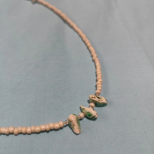 Handmade necklace new with stones and pearls in white shades