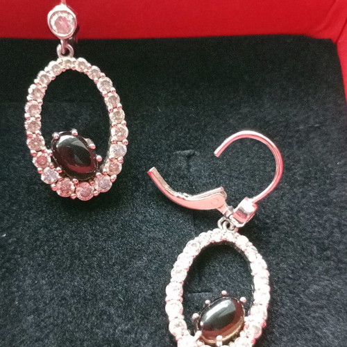 Vintage hanging earrings Galerie Tsangarakis silver 925 with topaz and zircon like new
