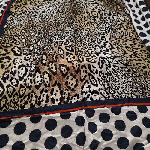 Large square pareo used with animal print and polka dots
