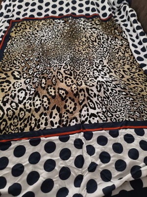 Large square pareo used with animal print and polka dots