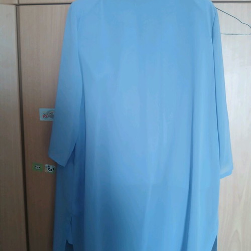 Three-piece evening outfit with viscose and lace, like new, blue large size