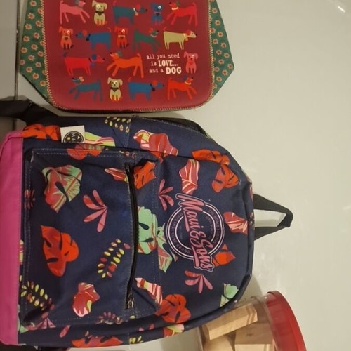 Maui & Sons school backpack set with lunch bag Love & Dog, abacus, geometric solids