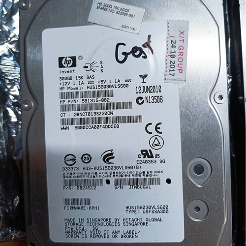 HP Enterprise SAS 300GB 15K RPM used, 2 pieces 3.5" hard drives