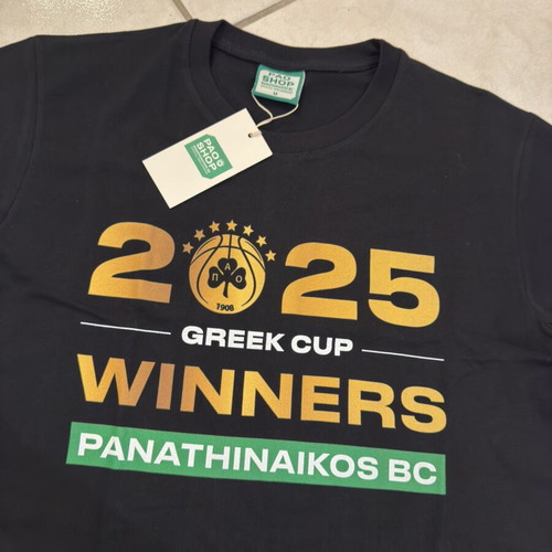 Panathinaikos BC Cup Winners 2025 T-shirt new, authentic, medium