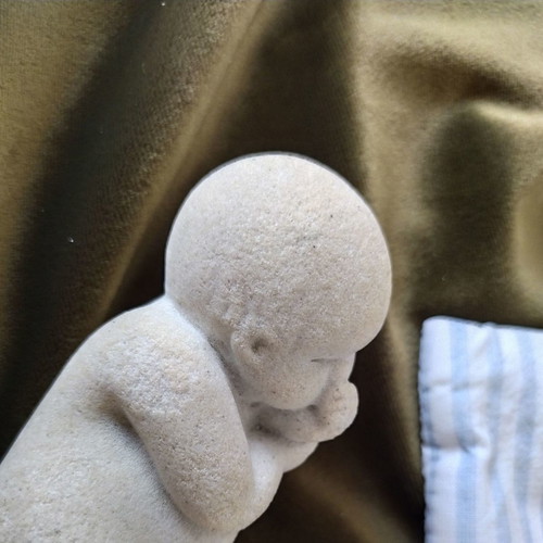 Limestone sleeping newborn baby figurine like new