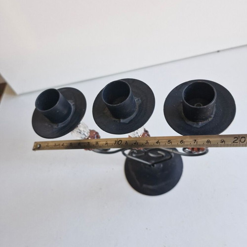 Metal candlestick like new, black with holder for 3 candles