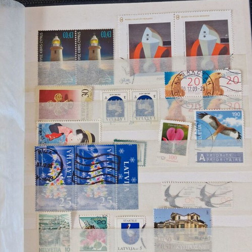 Stamp album with used worldwide collection, ideal for beginners