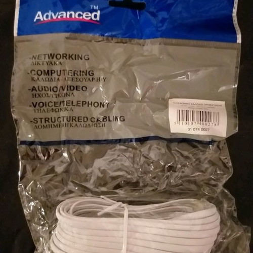Telephone cable 7m new, white