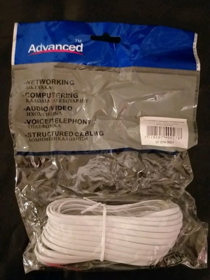 Telephone cable 7m new, white