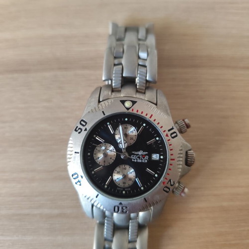 Sector 450 vintage chronograph quartz watch used, black and silver