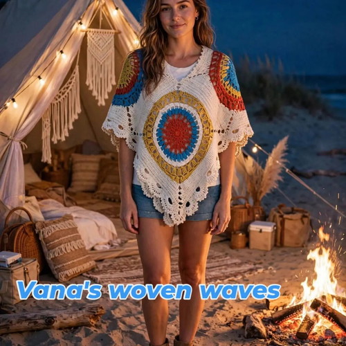 Boho crochet poncho 100% cotton, new