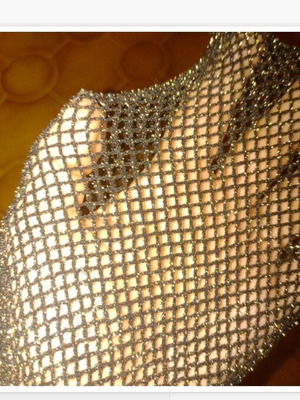 Club gold mesh tights new, black and gold