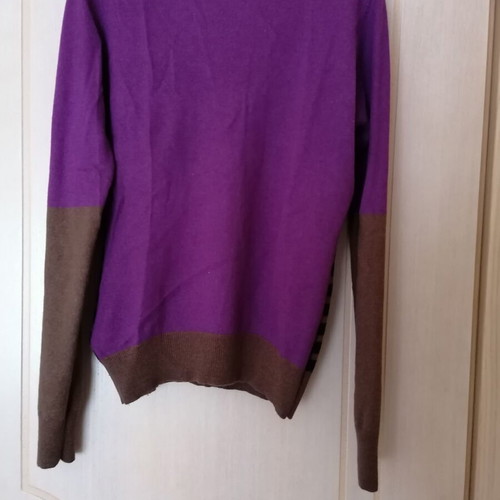 Sarah Lawrence wool sweater like new, brown and purple, size M/L