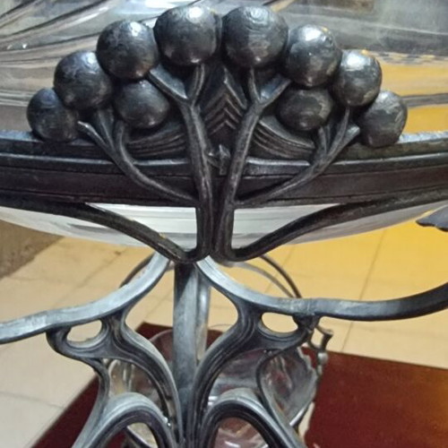 Art Nouveau compote set with metal base, circa 1895–1915