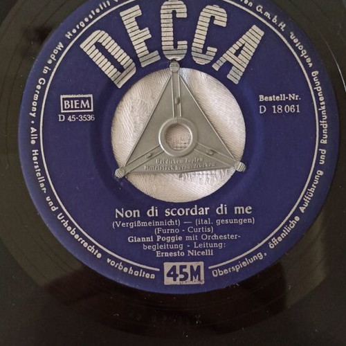Gianni Poggi 45 RPM record used, Decca Germany