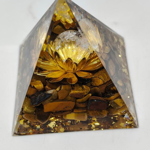 Orgonite pyramid with natural amethyst like new 5.5cm