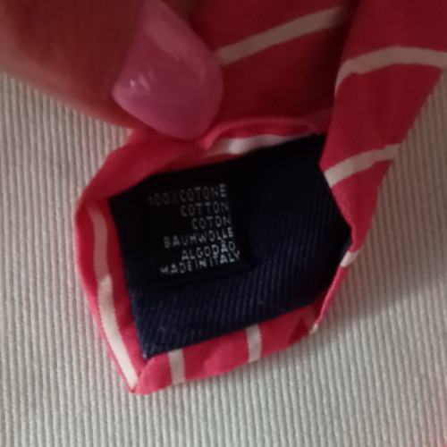 Striped cotton tie used Oxford Company white and red