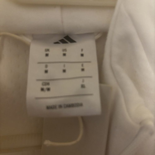 Adidas Performance white hoodie jacket, medium