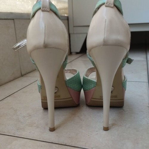 Axel women's high platform sandals like new, beige and pink, size 37