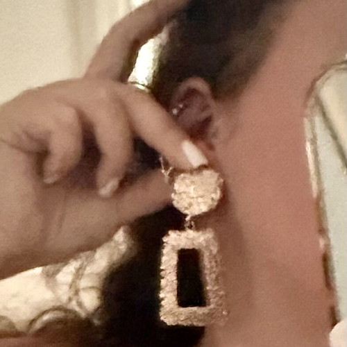Gold dangle large vintage geometric earrings Zara used