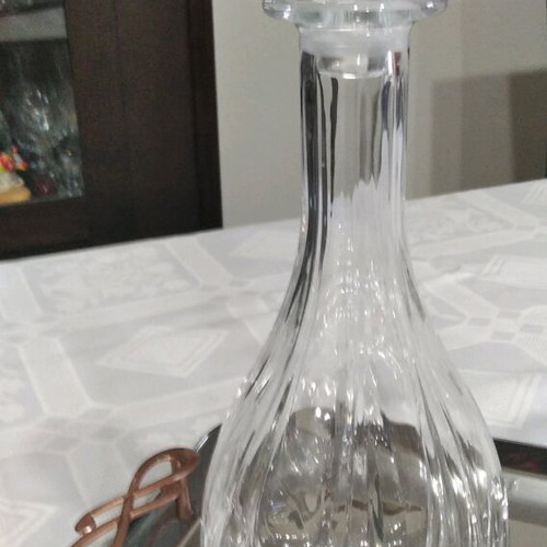 Wedding glassware set with silver-plated tray, crystal carafe and champagne glasses