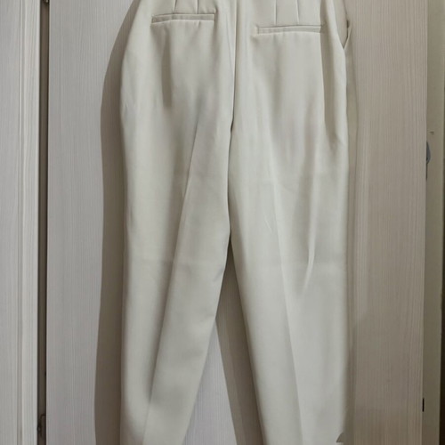 Zara high-waisted fabric pants beige, new