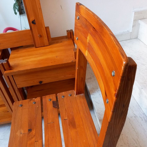 Bedroom set used, solid pine wood industrial style