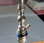 Hookah with blue glass base and silver decoration