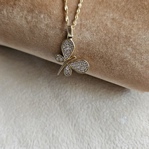 Gold necklace 585 14K with butterfly pendant, 45 cm