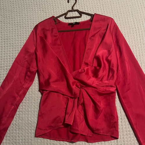 Misguided satin blouse like new, pink multicolor
