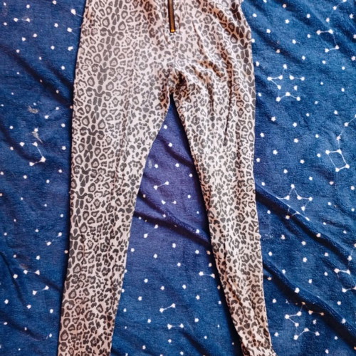 Leopard leggings like new, Italian, sizes XS and S, black and brown