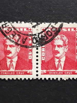 Brazil 1954 stamps, like new, Oswaldo Cruz pair