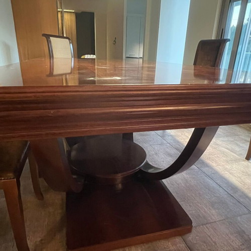 Handmade walnut dining set with 8 chairs used